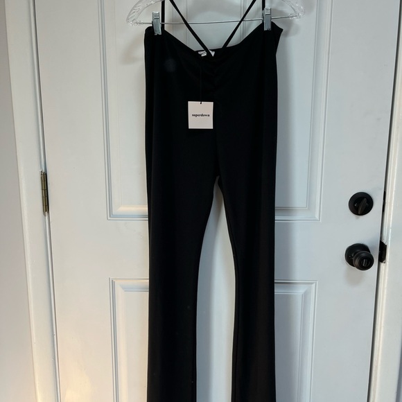 Superdown NWT Regan tie strap jersey pant size XL black stretchy - revolve - Picture 2 of 6
